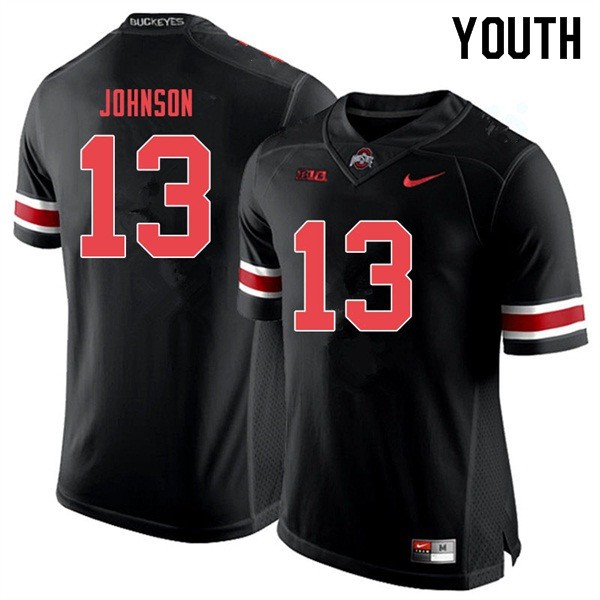 Ohio State Buckeyes #13 Tyreke Johnson Youth Stitch Jersey Black Out OSU3273